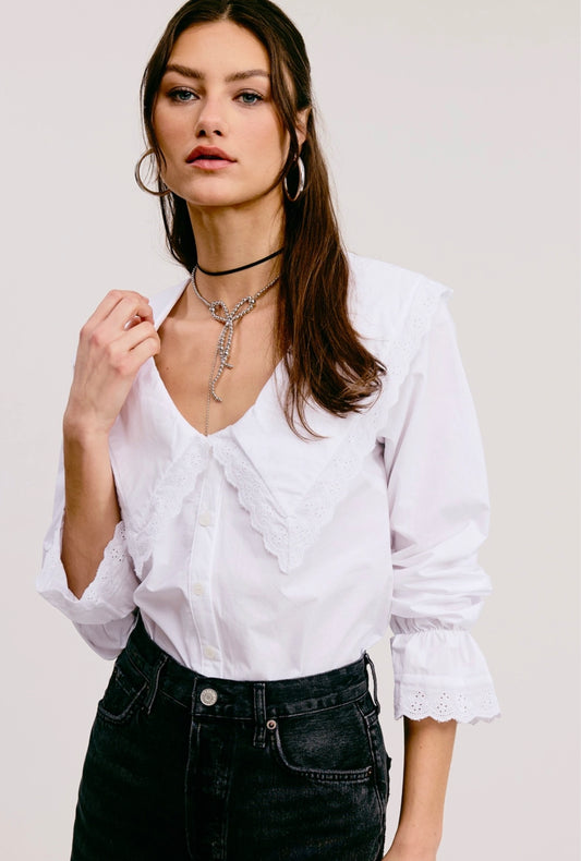 Mikenna Vintage Bib Collar Top