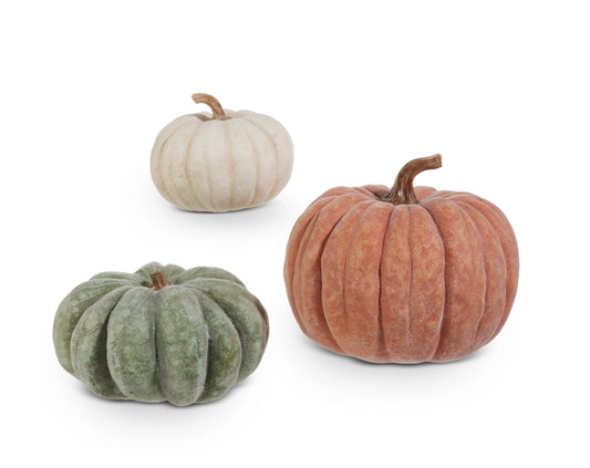Flocked Harvest Pumpkins
