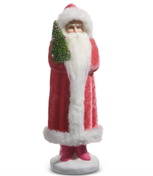 14.25" Pink Velvet & Fur Santa
