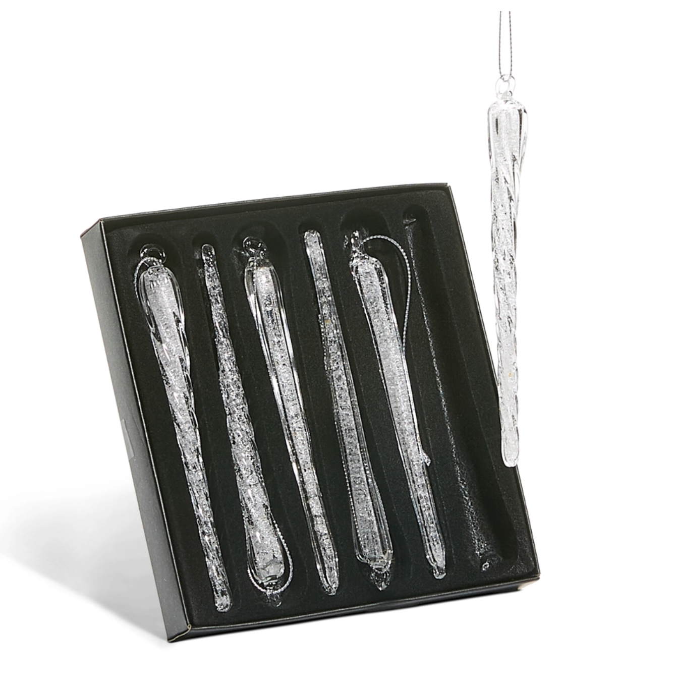 Glass Icicle Ornaments Boxed Set