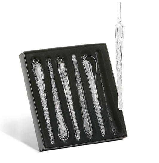 Glass Icicle Ornaments Boxed Set