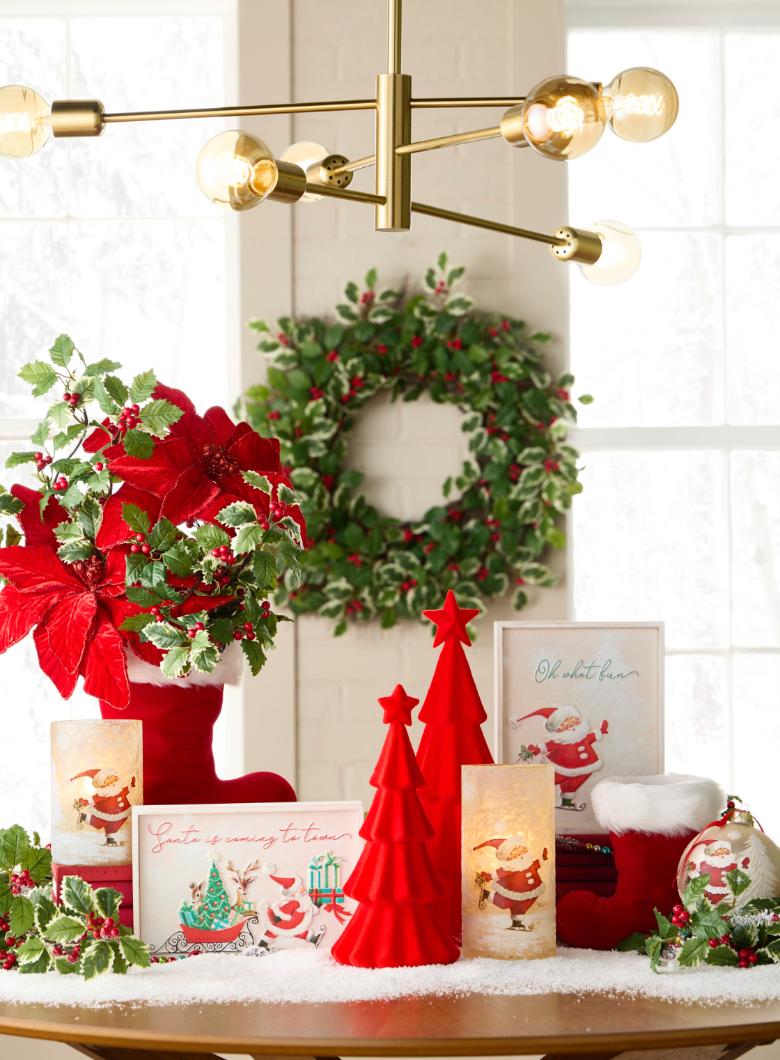 10.5" Flocked Santa Boot Vase