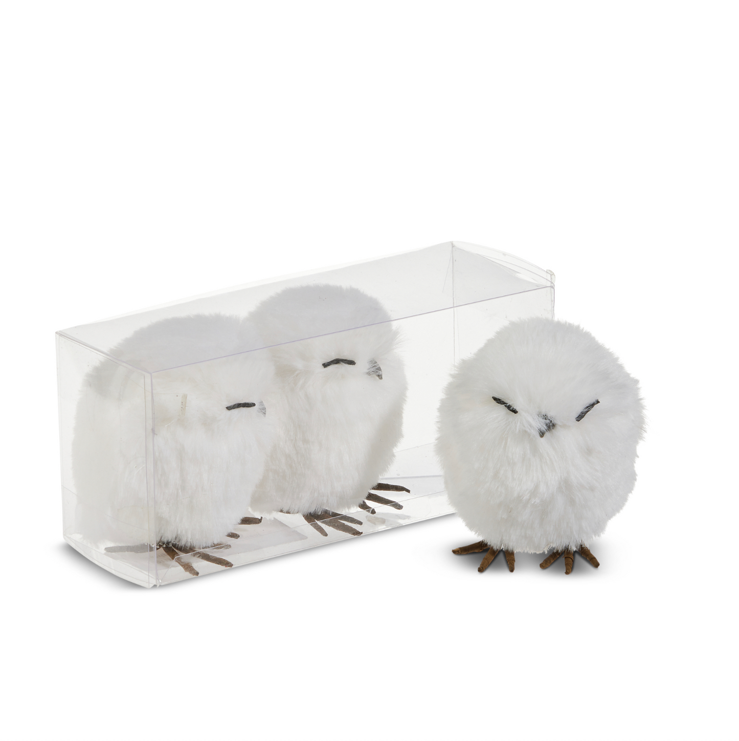 Box of 3.5" Fuzzy Owl Ornaments