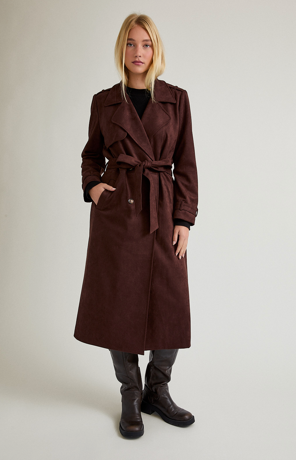 Eddie Suede Long Trench Coat