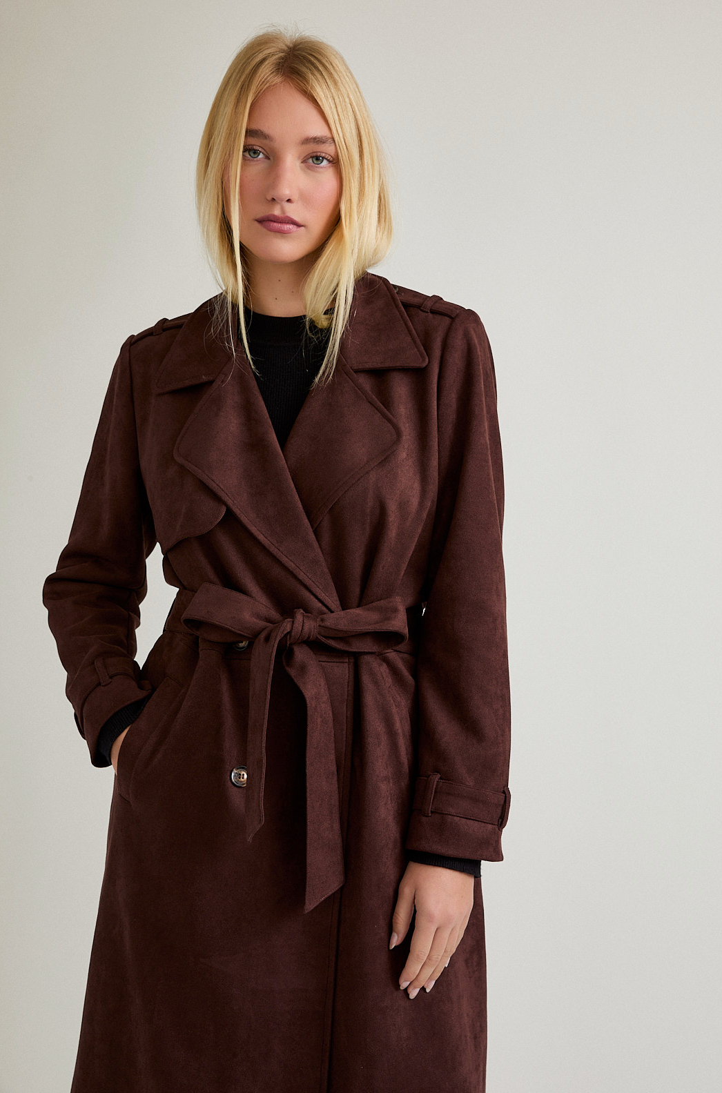 Eddie Suede Long Trench Coat