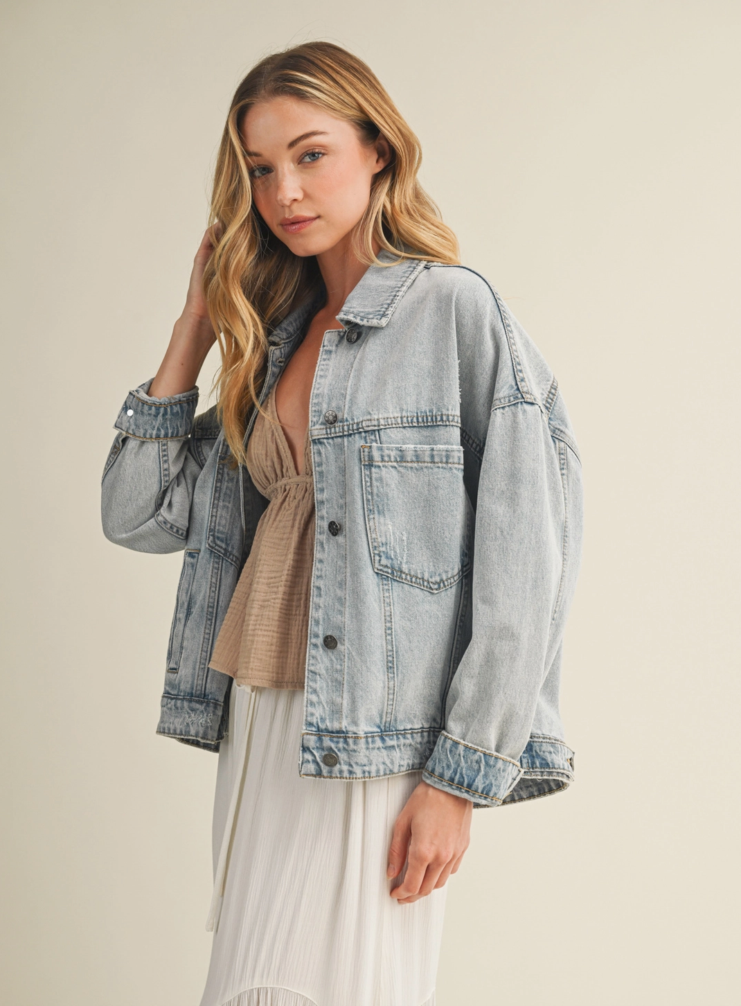 Katrina Back Pleated Denim Jacket
