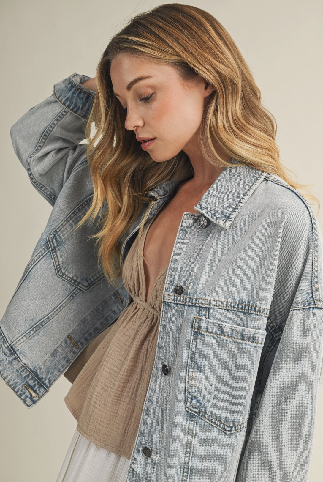 Katrina Back Pleated Denim Jacket