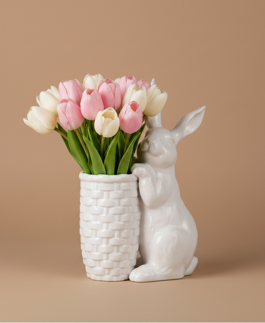 9.75" Rabbit Basket Vase