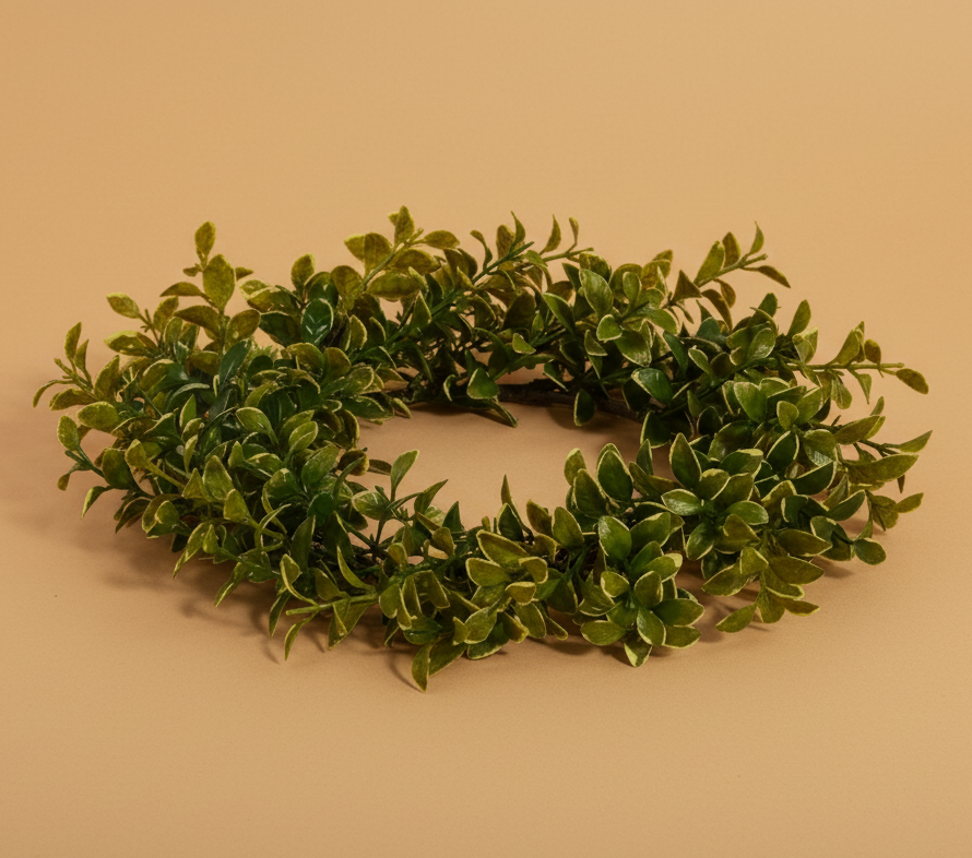 12" Boxwood Candle Ring Wreath