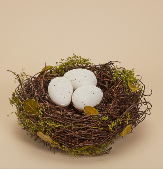 6" Mossy Nest w/ Eggs