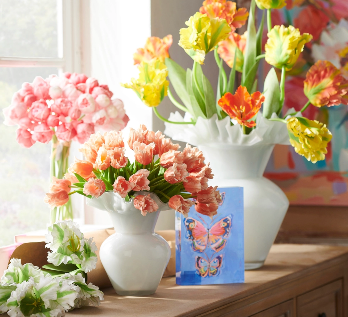 14" Real Touch Peachy Pink Peony Bundle