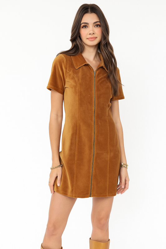 Julia Zip Front Mini Dress