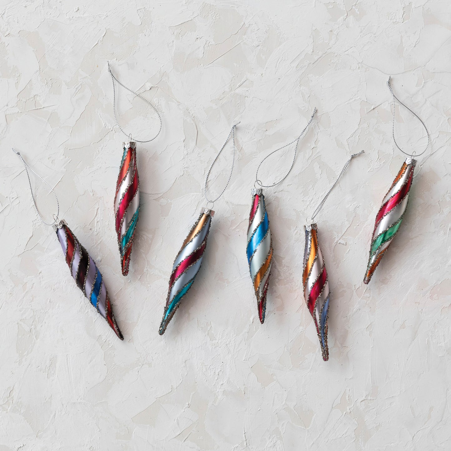 7" Retro Swirl Glass Ornaments