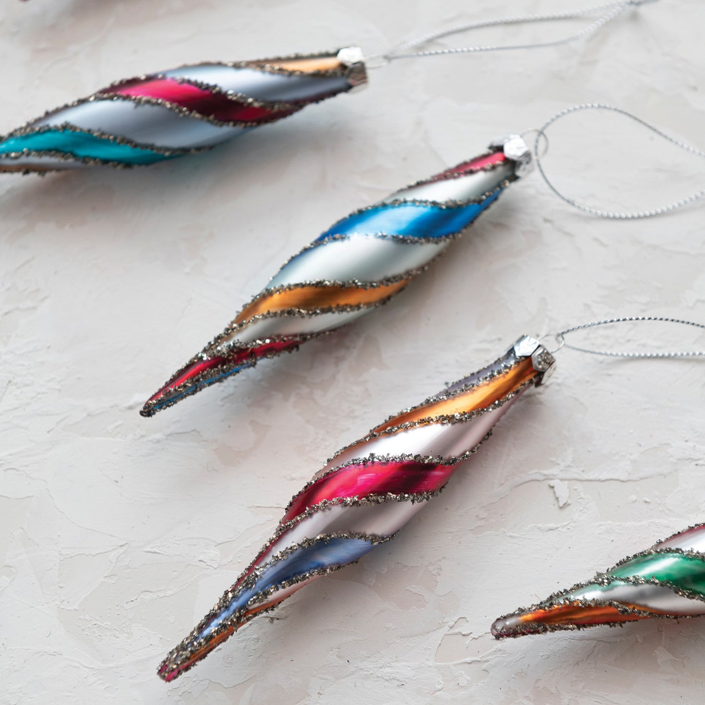 7" Retro Swirl Glass Ornaments