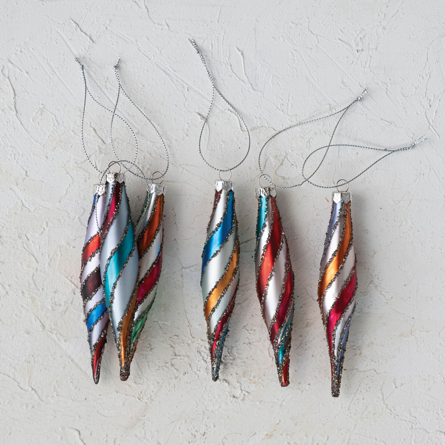 7" Retro Swirl Glass Ornaments