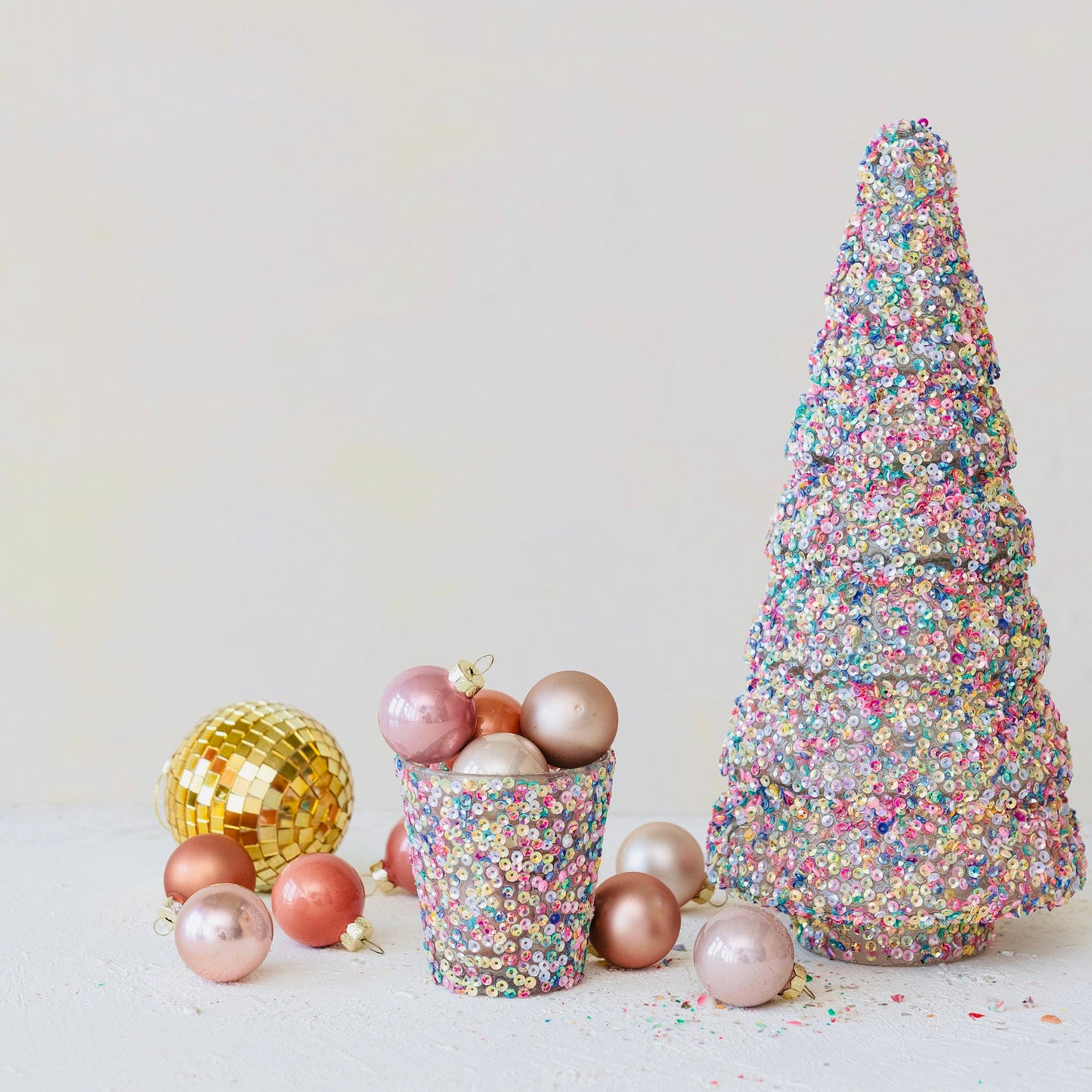 Merry & Bright Glass Sequin Trees