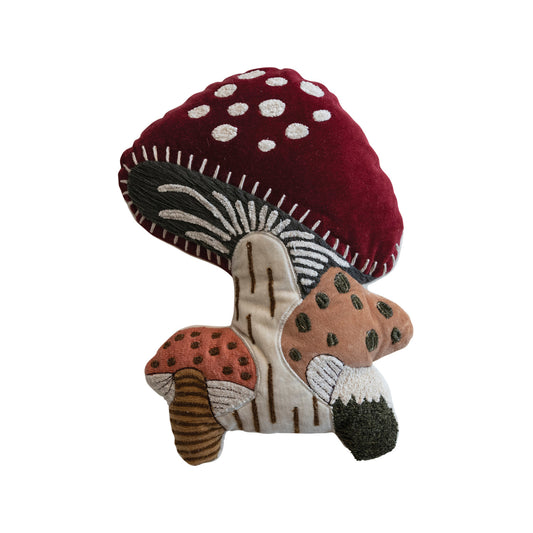 14" Velvet Mushroom Pillow