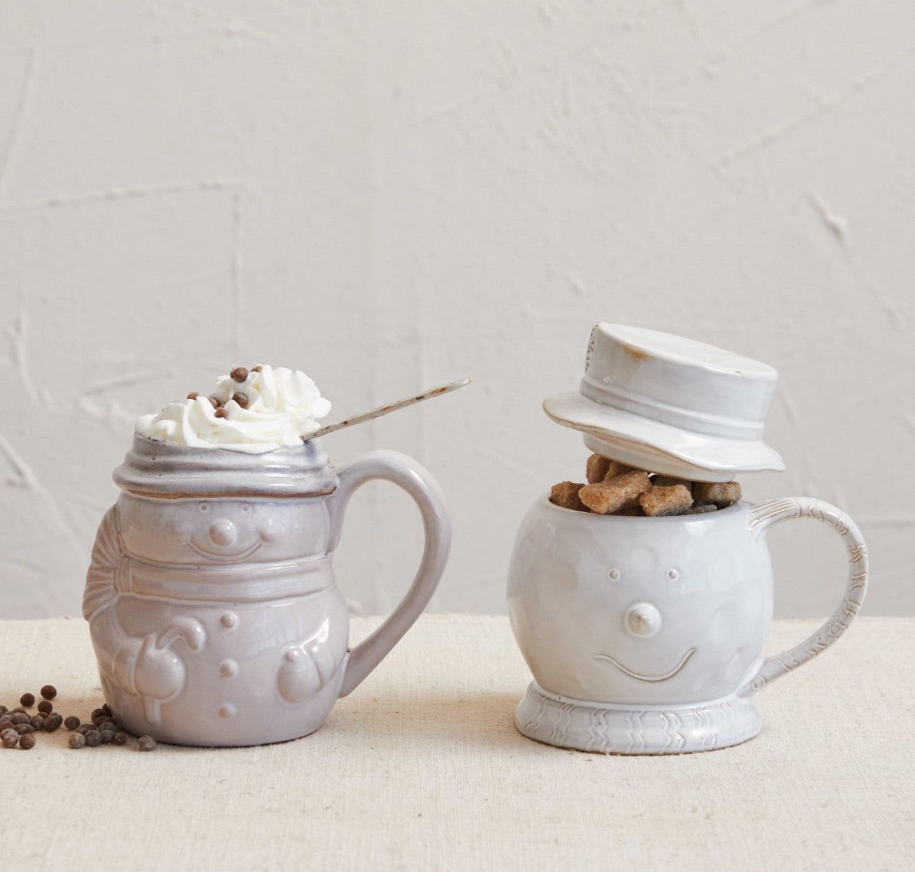 Reactive Glaze Snowmen Mugs - Two Styles