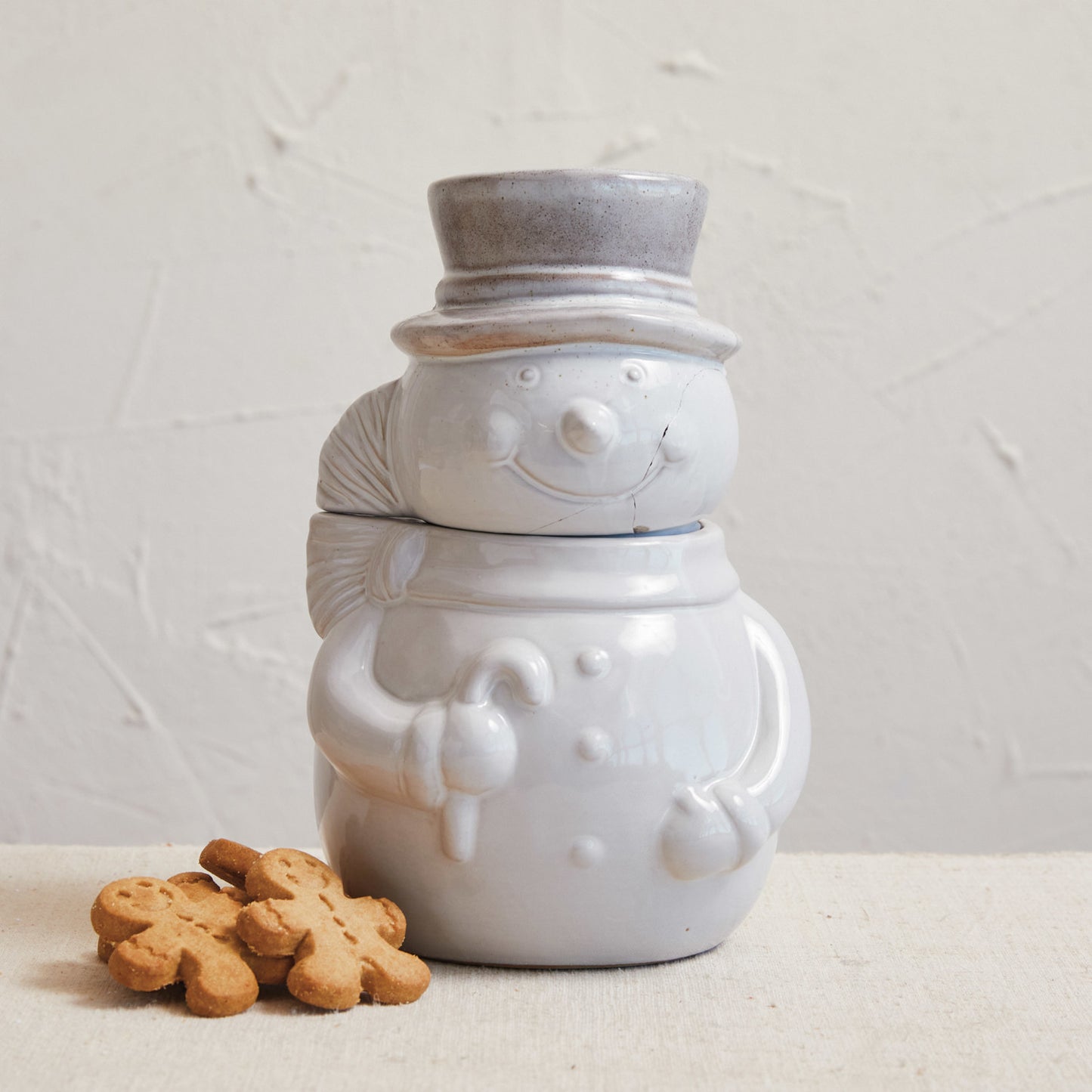 Reactive Glaze Snowman Cookie Jar
