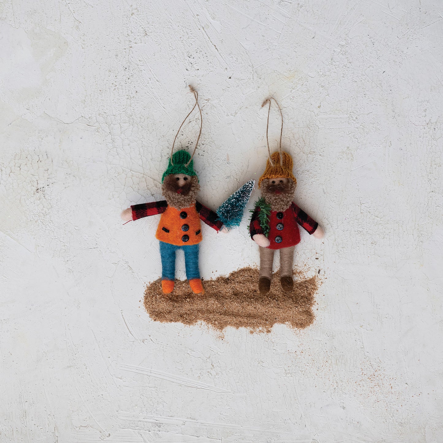 Handmade Wool Felt Lumberjack Ornaments