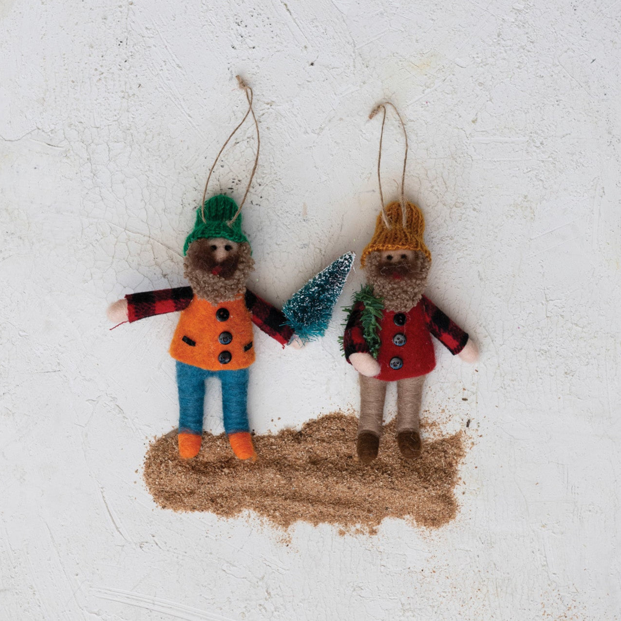 Handmade Wool Felt Lumberjack Ornaments