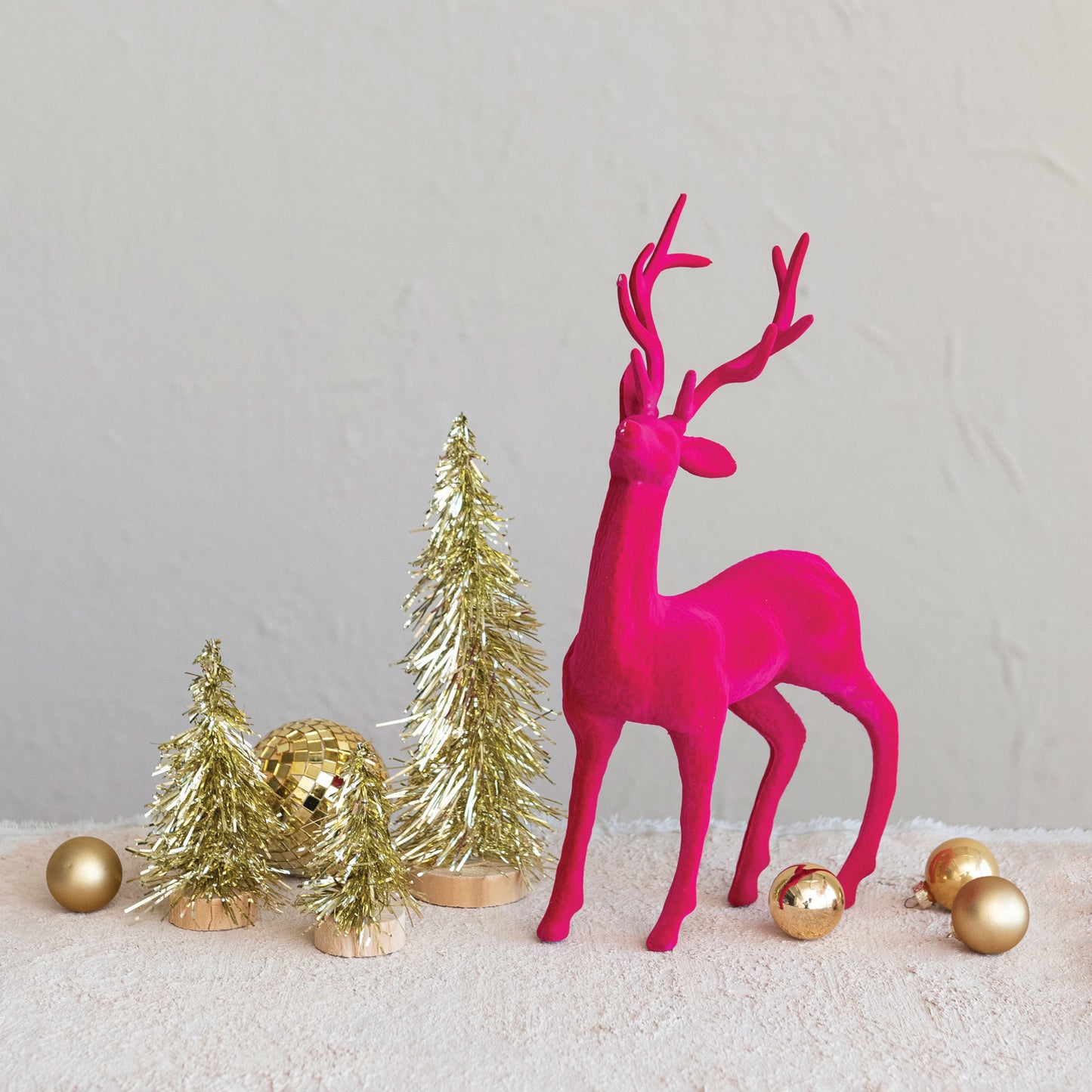 Bright Pink Velvet Reindeer
