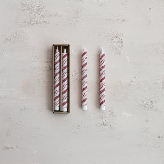 LED Candy Cane Swirl Candles