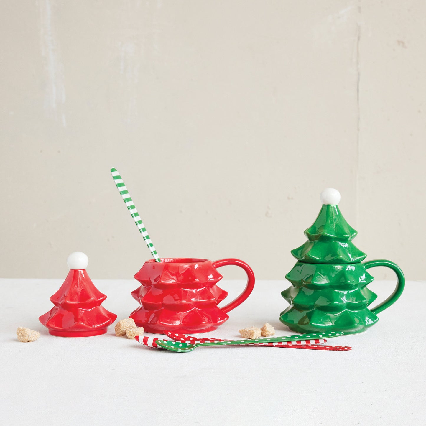 12 oz. Ceramic Christmas Tree Mug with Lid