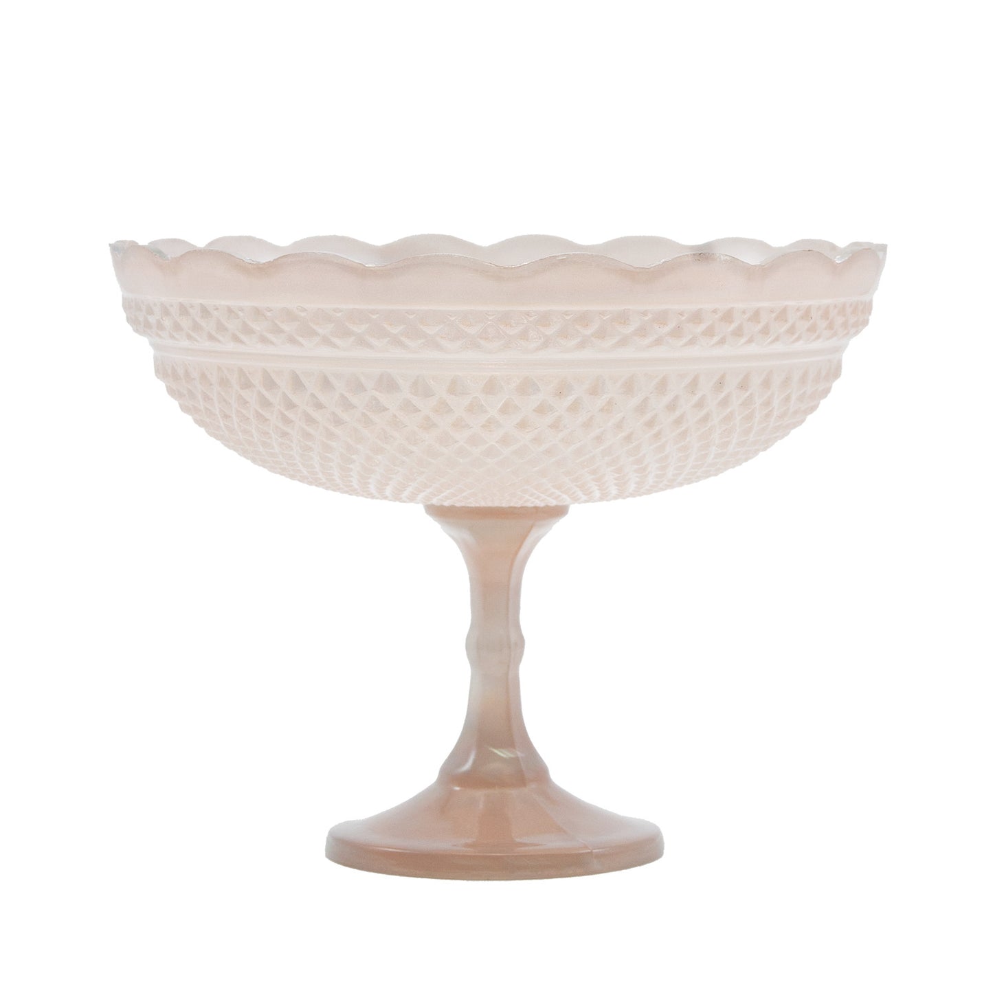 Pressed Glass Scalloped Footed Bowl - Two Colors