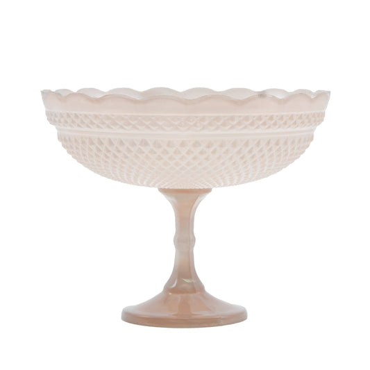 Pressed Glass Scalloped Footed Bowl - Two Colors