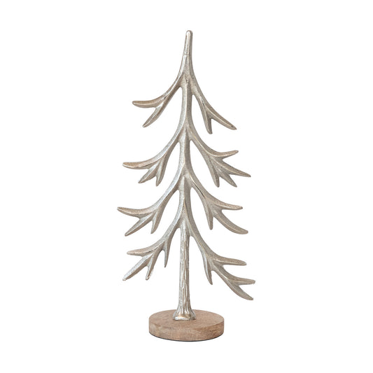 Cast Aluminum Tree w/ Wood Base - Two Sizes