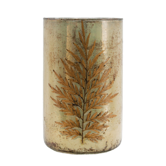 Large Pressed Leaf Glass Hurricane
