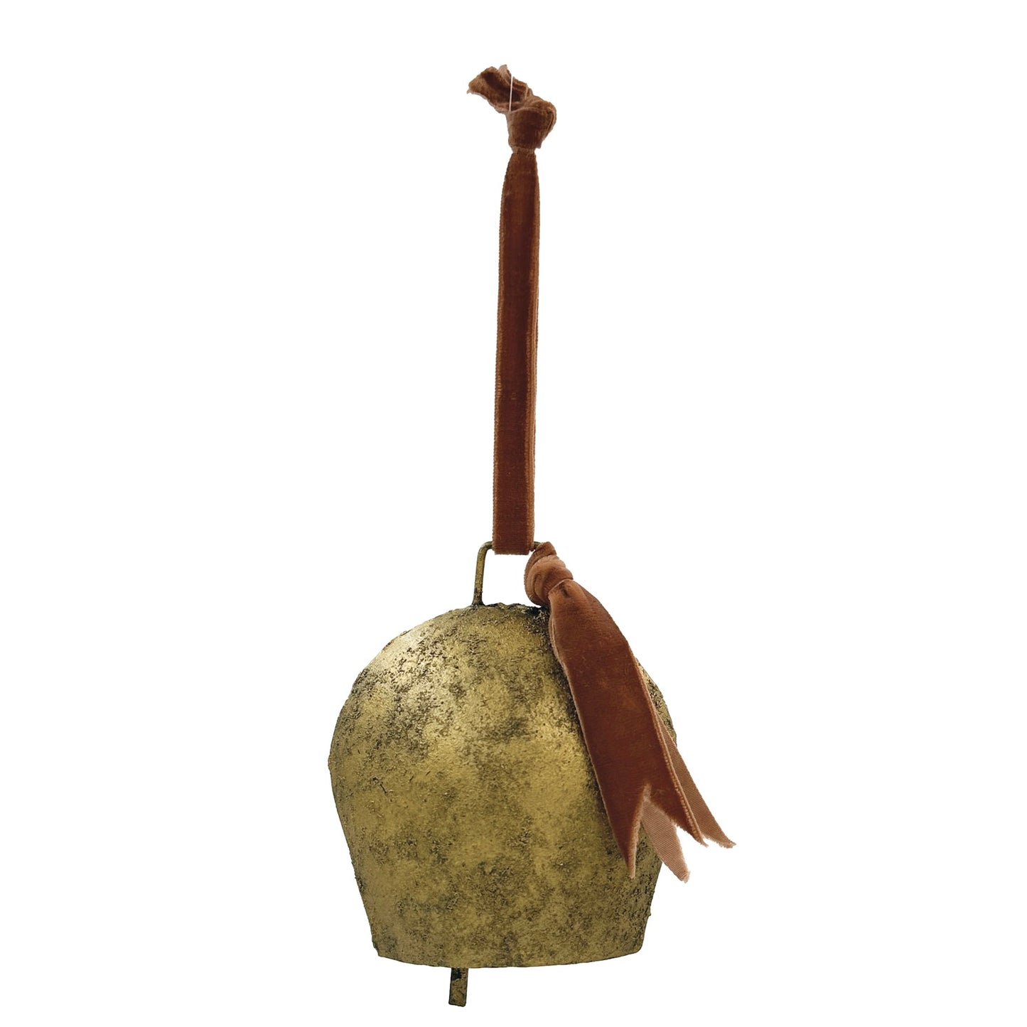 Antique Metal Bell Ornament with Velvet Ribbon