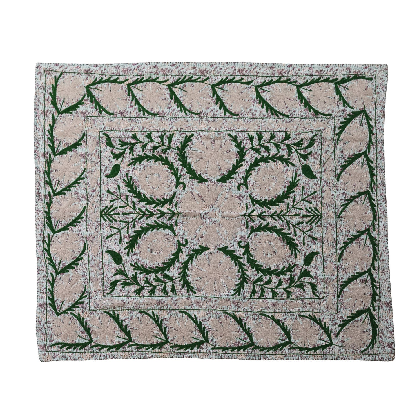 Embroidered Kantha Stitch Throw