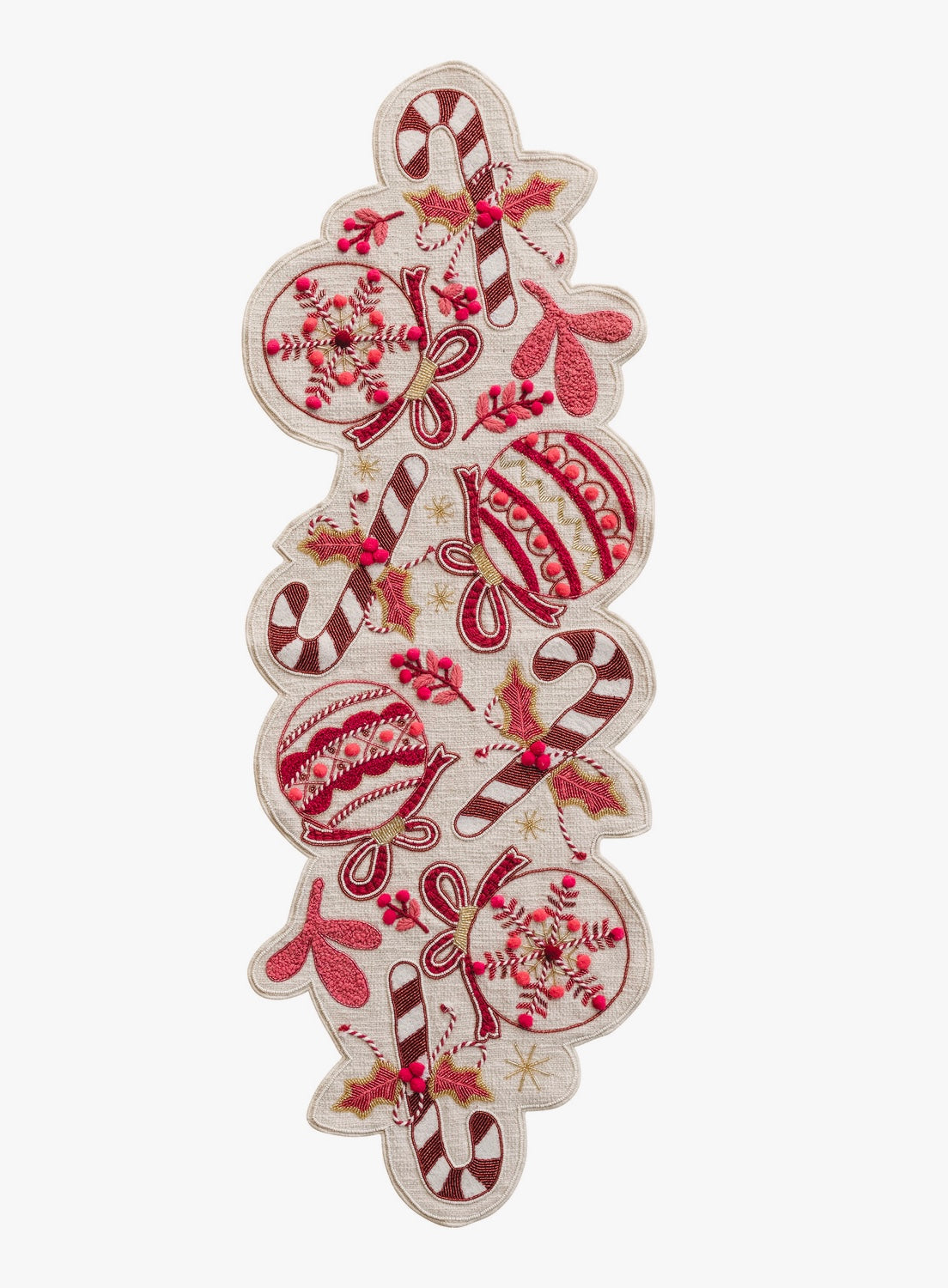 Hand-Embroidered & Beaded Holiday Table Runner