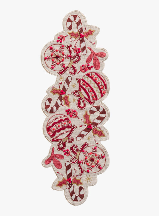 Hand-Embroidered & Beaded Holiday Table Runner