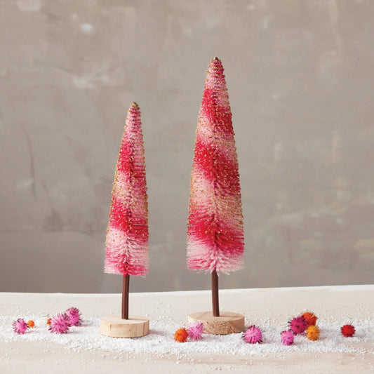 Striped Glitter Bottle Brush Trees