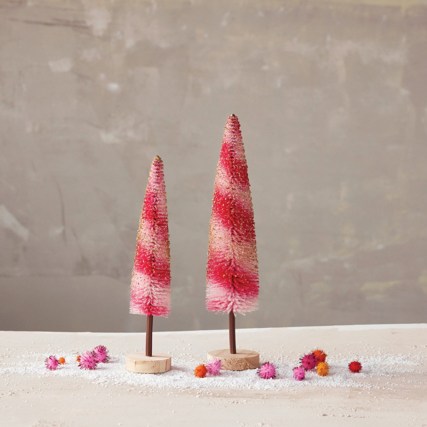 Striped Glitter Bottle Brush Trees