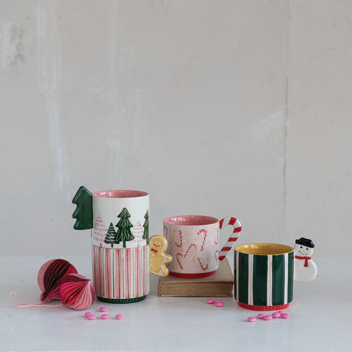 Hand-Painted Christmas Whimsy Mugs