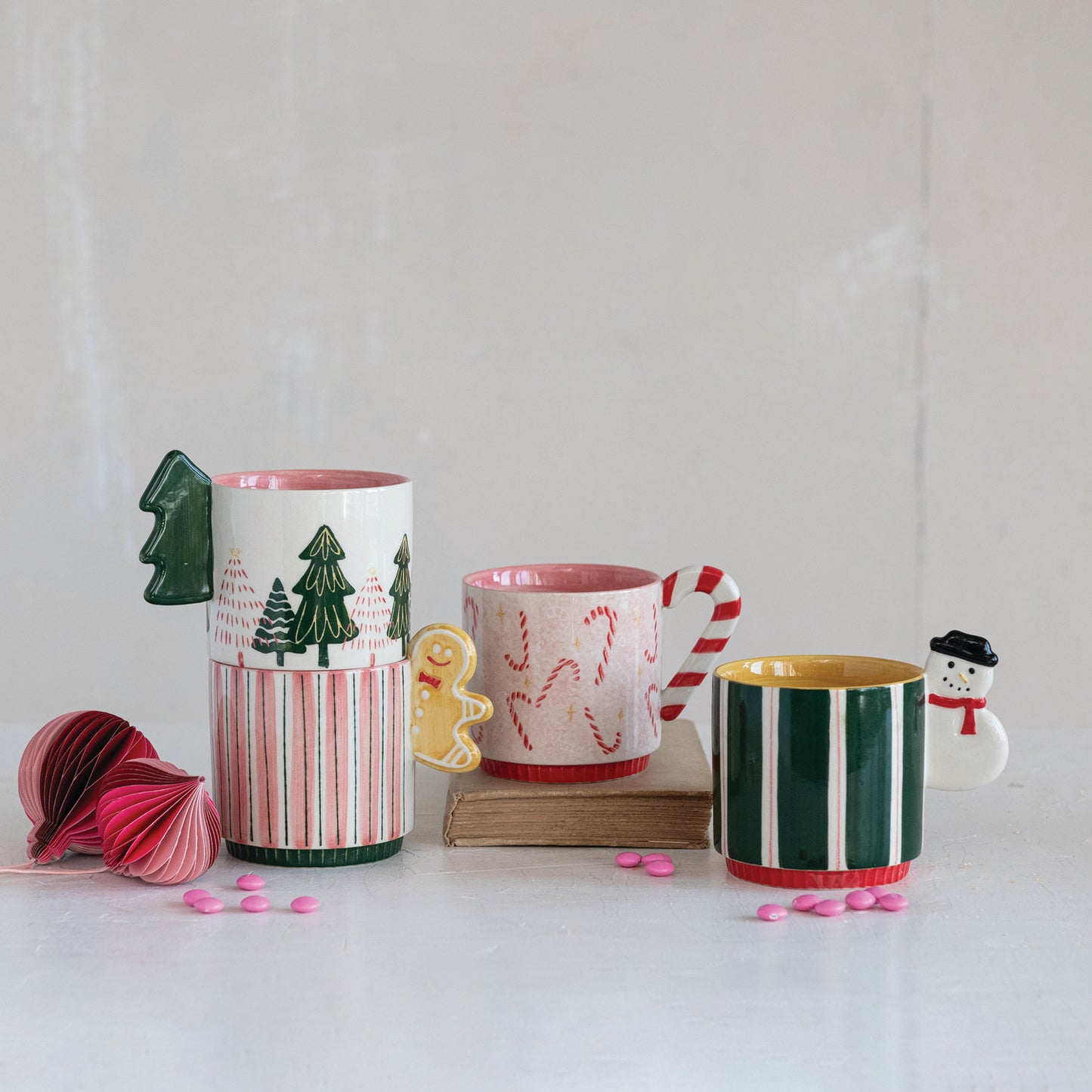 Hand-Painted Christmas Whimsy Mugs