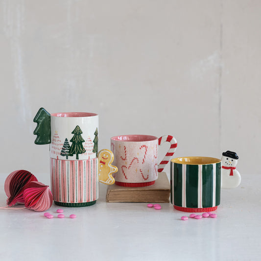 Hand-Painted Christmas Whimsy Mugs