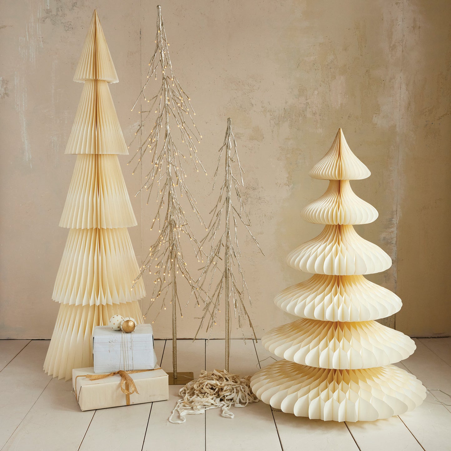 Pre-Lit Plastic Tree with Plug & LED Lights - Two Sizes