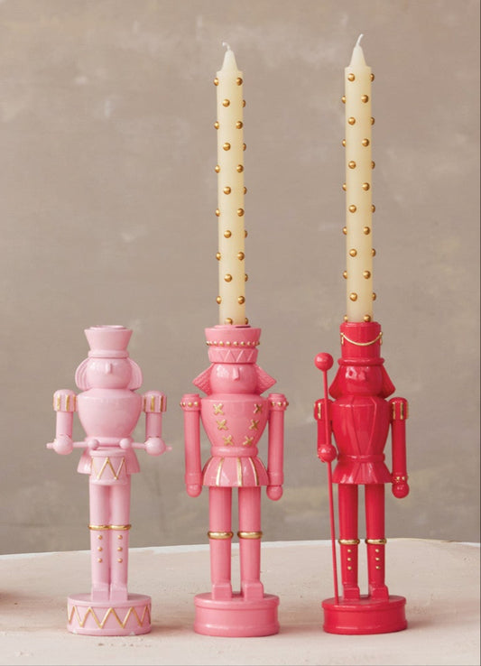 Pinks Nutcracker Shaped Taper Holder, 3 Styles