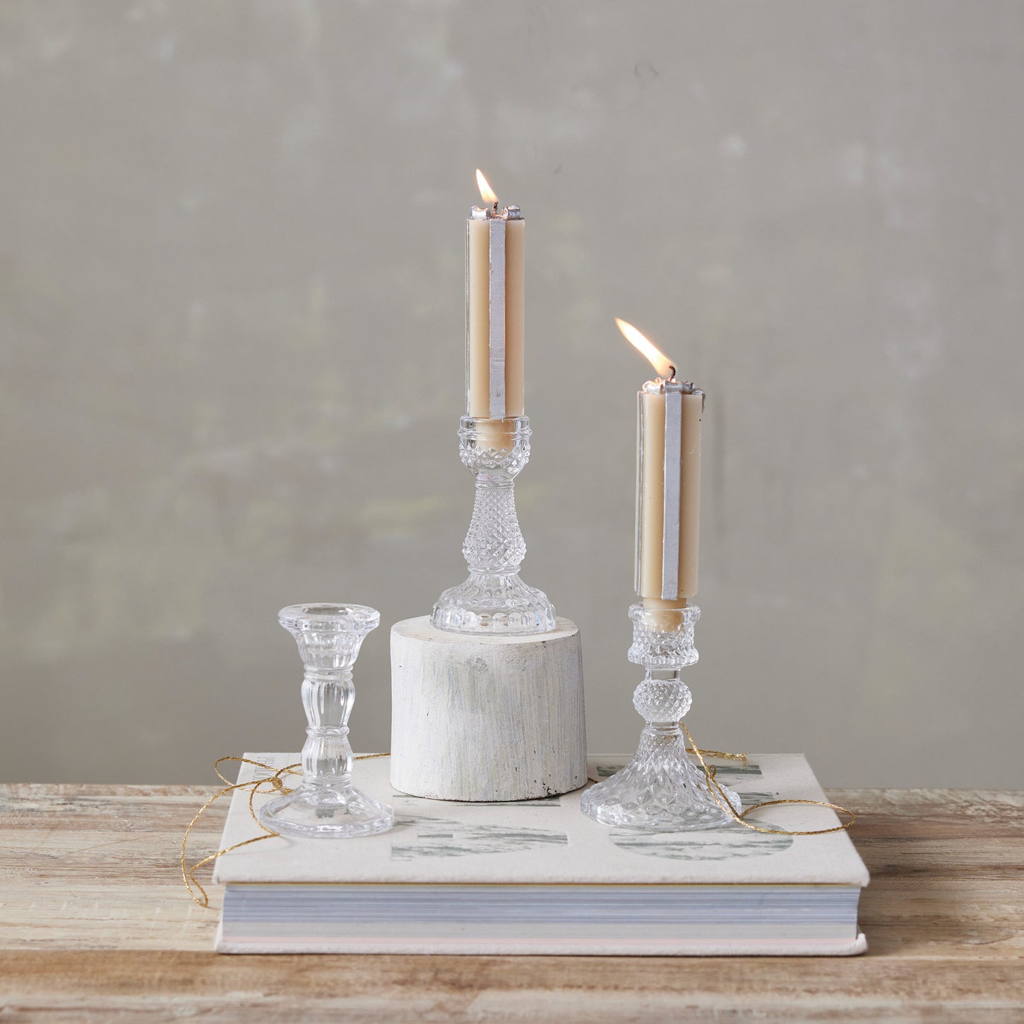 Vintage Pressed Glass Taper Holders