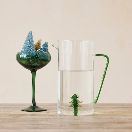 Glass Pitcher with Hand-Blown Tree