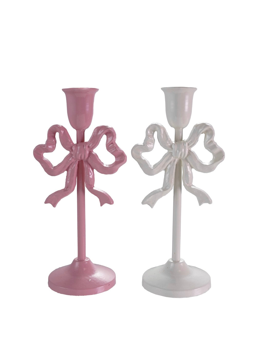 10"H Cast Iron Bow Taper Holder, 2 Colors