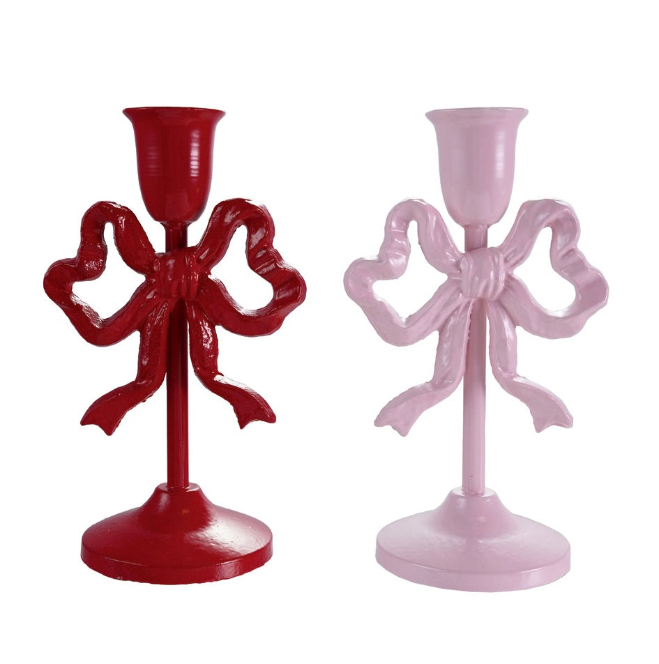 8"H Cast Iron Bow Taper Holder, 2 Colors