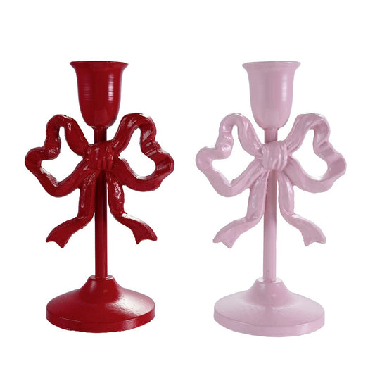 8"H Cast Iron Bow Taper Holder, 2 Colors