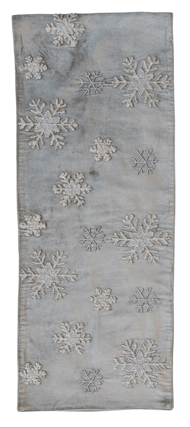 72" Winter Frost Velvet Table Runner