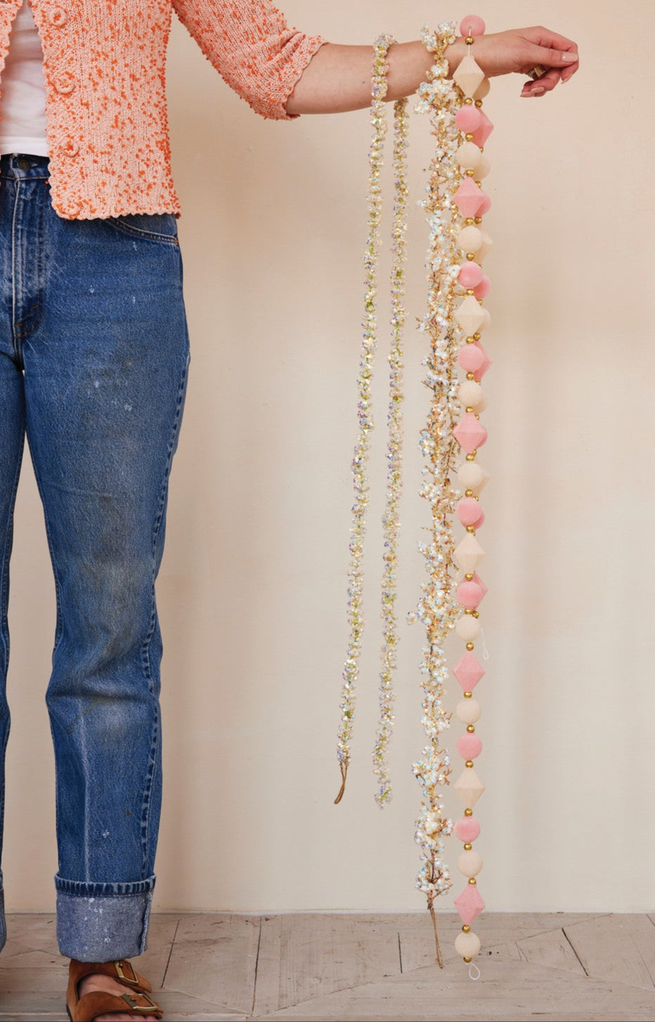 72" Velvet Flocked Glass Garland